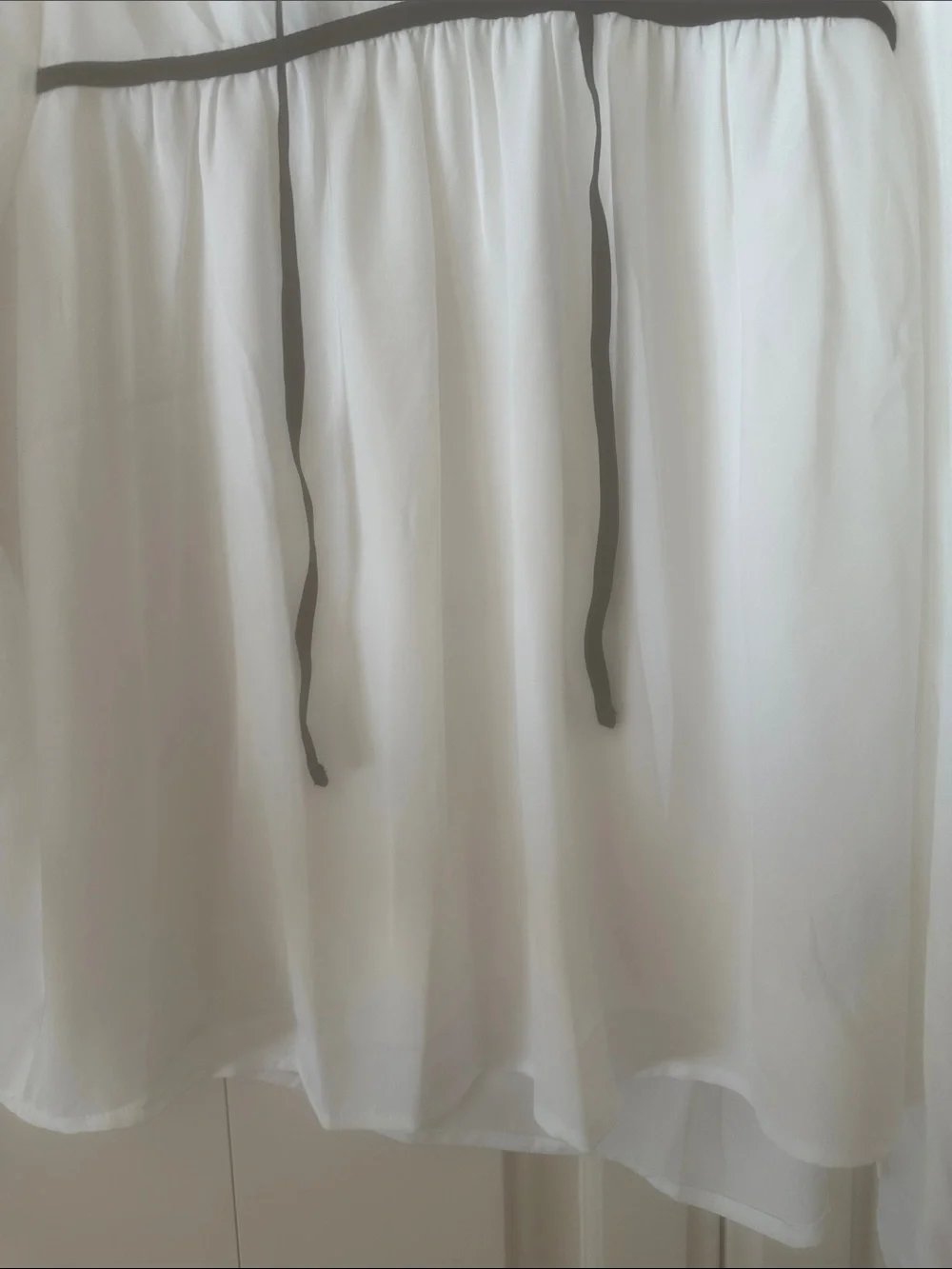J. Crew White Chiffon Blouse with Black Trim